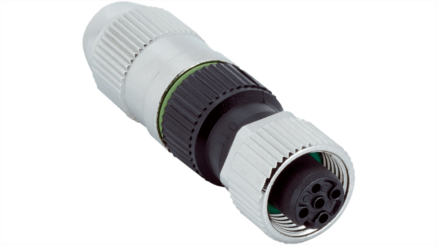 Connector, 4 Contacts, Cable Mount, M12 Connector, Plug, Female, IP67