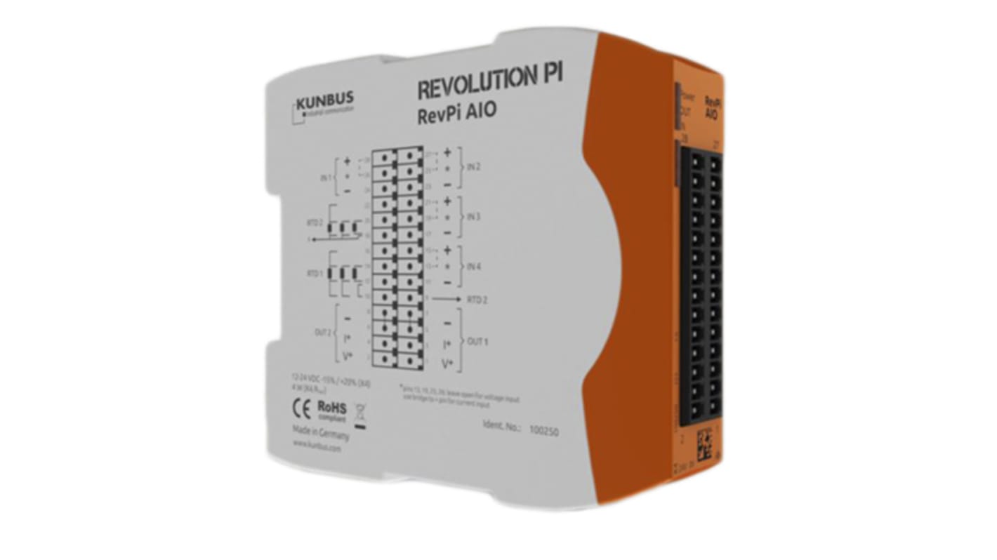 Kunbus PLC I/O Module for use with Revolution Pi Connect, Revolution Pi Core, 96 x 22.5 x 110.5 mm, 0...5 V, 0...10 V,