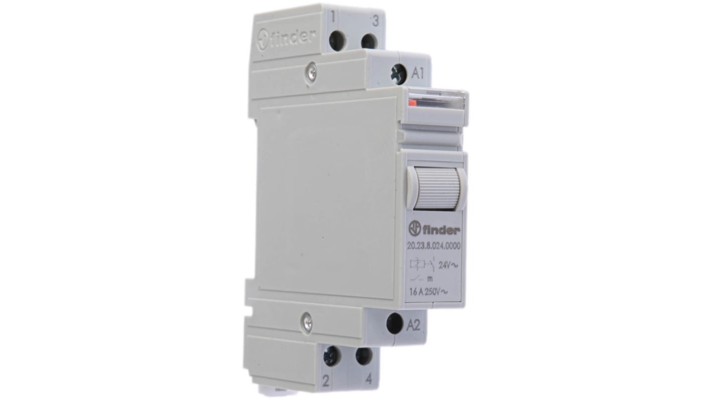 Finder DIN Rail Latching Power Relay, 24V ac Coil, 16A Switching Current, SP-NC, SP-NO