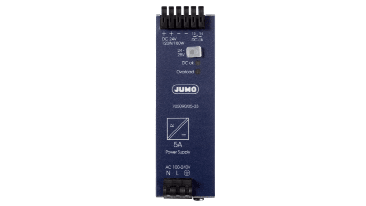 Jumo variTRON DIN Rail Power Supply, 100 to 200V ac ac Input, 24V dc dc Output, 10 → 9A Output, 240W