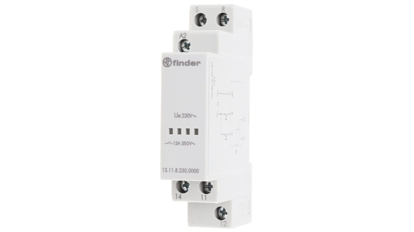 Finder DIN Rail Latching Power Relay, 230V ac Coil, 12A Switching Current, SPDT