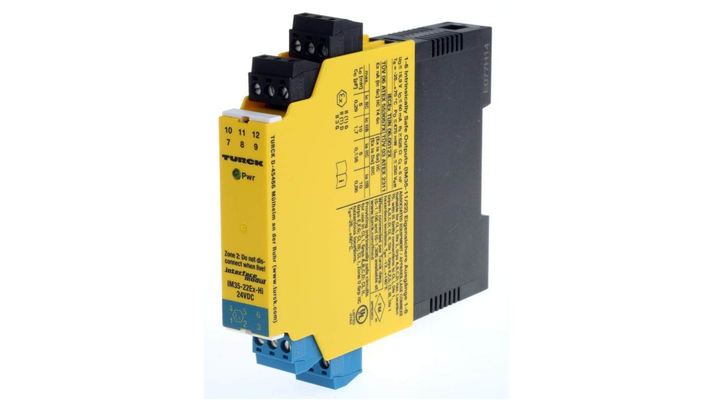 Turck 2 Channel Galvanic Barrier, Analogue Input Isolator, Current Input, Current Output, ATEX, IECEx