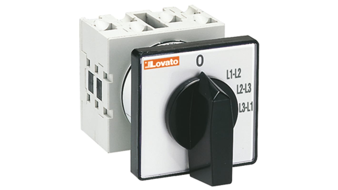 Lovato 4 Position 30° Rotary Switch, 16A, Knob Actuator