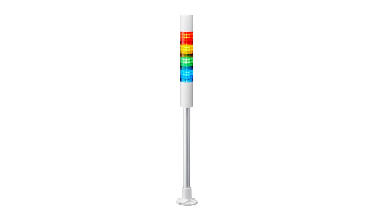 Patlite LR4 Series Coloured Buzzer Signal Tower, 4 Lights, 24 V dc, Pole Mount