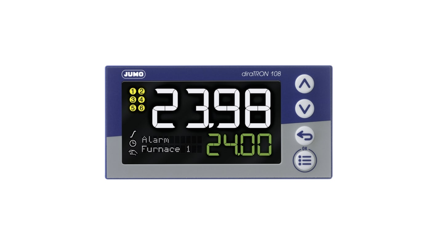Jumo diraTRON Panel Mount PID Temperature Controller, 96 x 48mm 3 Input, 3 Output 2 Relay, 1 Logic, 110 → 240 V