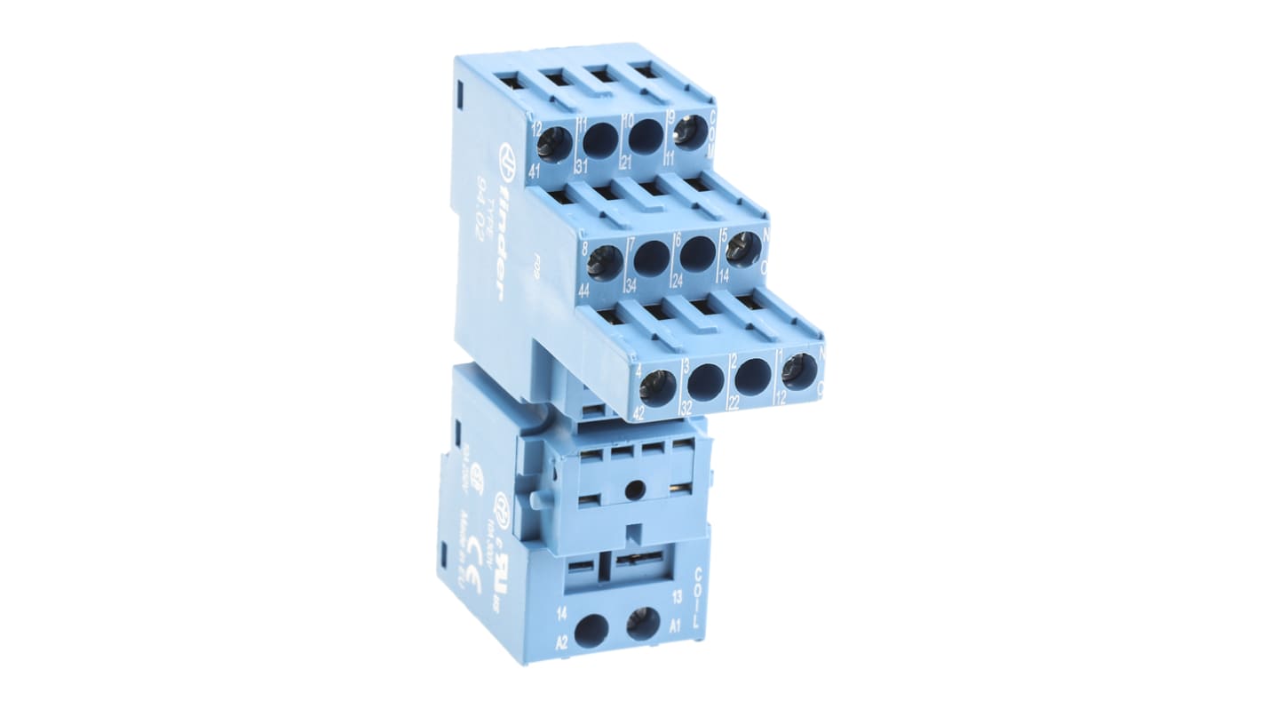 Finder 94 Relay Socket for use with 55.32 8 Pin, DIN Rail, 250V ac