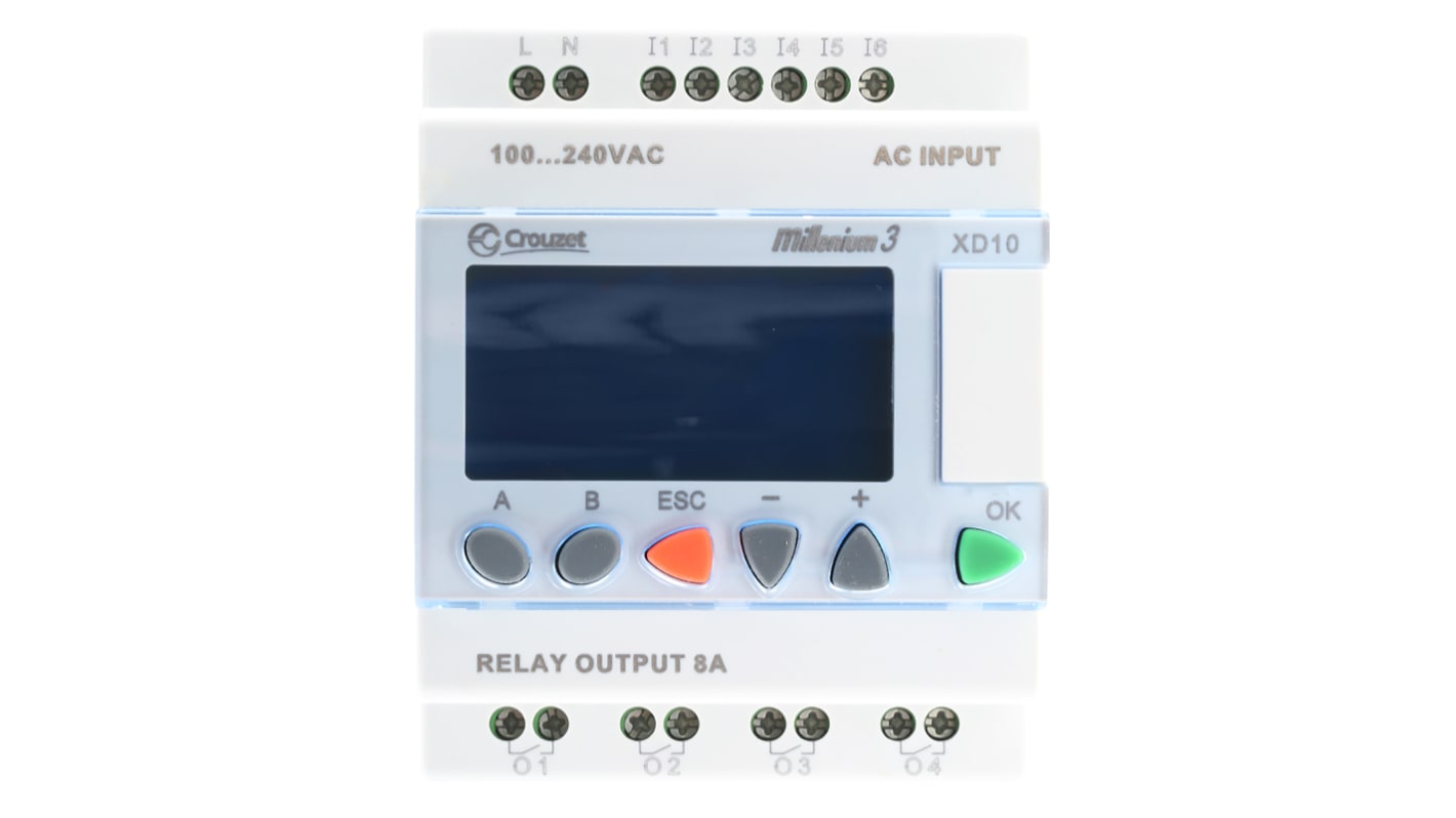 Crouzet, Millenium 3, Logic Module - 6 Inputs, 4 Outputs, Relay, Front Panel Interface