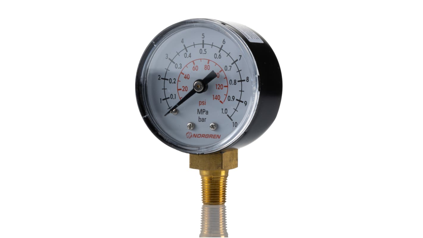 IMI Norgren Dial Analogue Positive Pressure Gauge 10bar, 18-015-027, 0bar min.