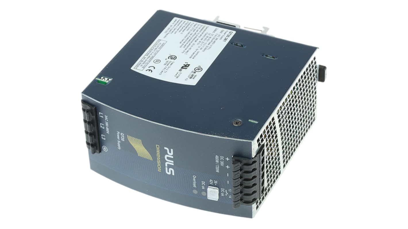 PULS DIMENSION Q Switch Mode DIN Rail Power Supply, 380 → 480V ac ac Input, 36V dc dc Output, 13.3A Output, 480W