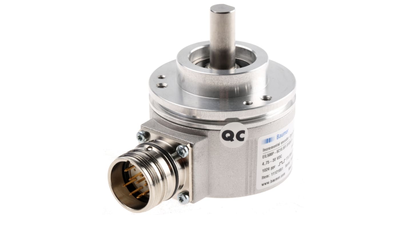 Baumer EIL580P Series Optical Incremental Encoder, 1 → 65536 ppr, TTL/HTL Signal, Solid Type, 10mm Shaft