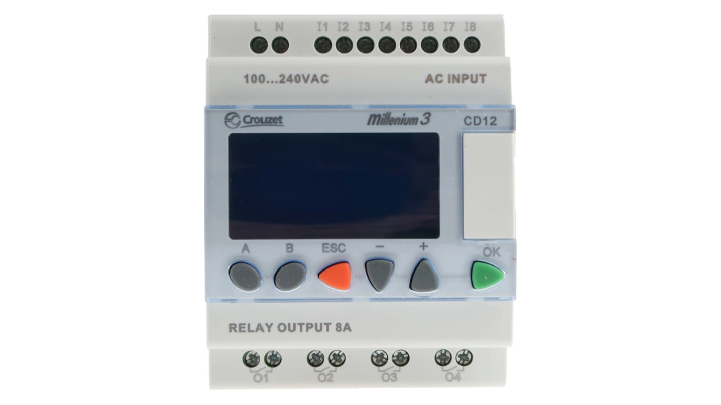 Crouzet, Millenium 3, Logic Module - 8 Inputs, 4 Outputs, Relay, Front Panel Interface