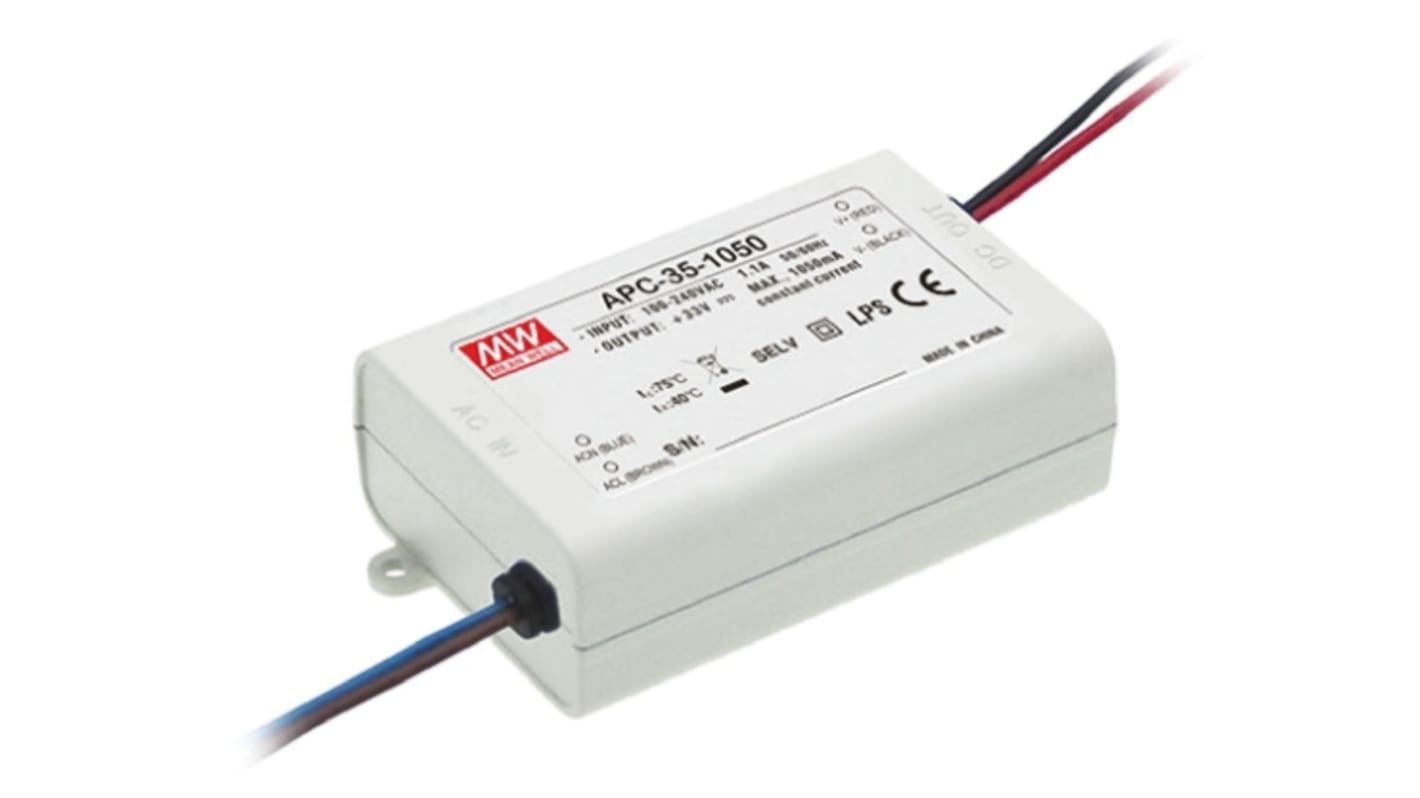 Mean Well LED Driver, 15 → 50V Output, 35W Output, 700mA Output, Constant Current