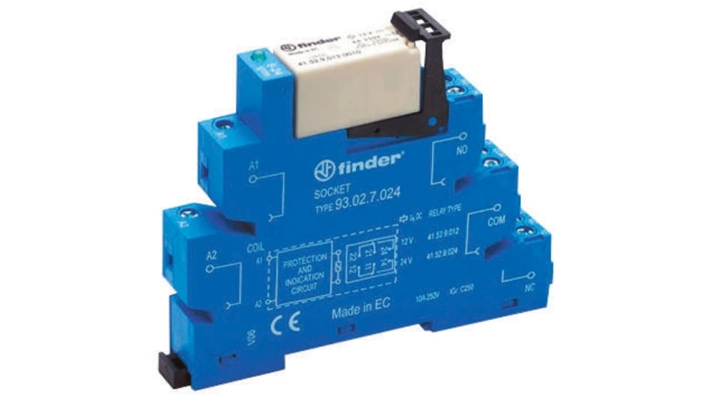 Finder  DIN Rail Mount Interface Relay, 12V ac/dc Coil, DPDT