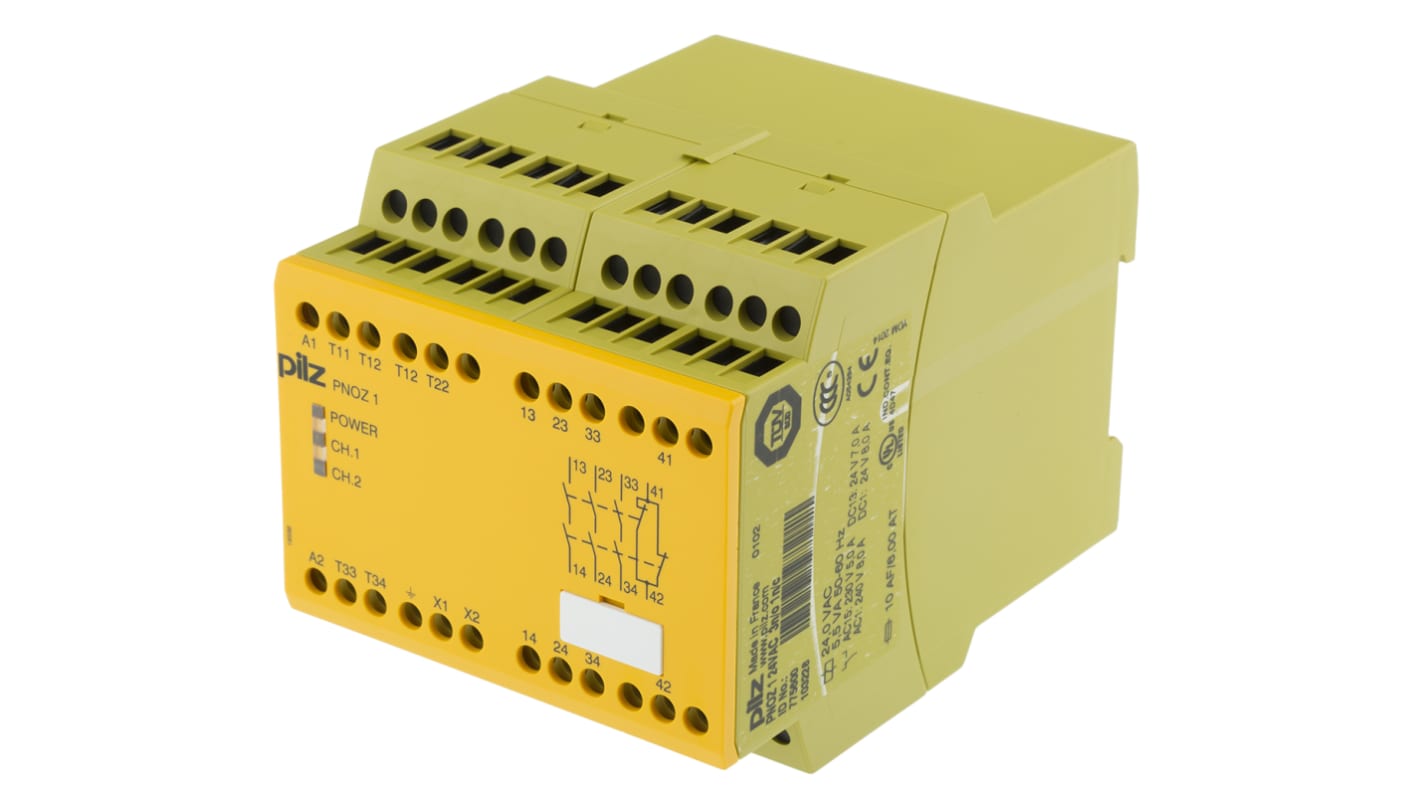 Pilz PNOZ 1 Series Dual-Channel Emergency Stop Safety Relay, 24V ac, 3 Safety Contact(s)