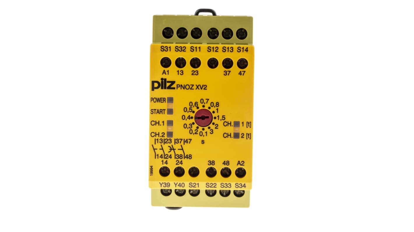 Pilz PNOZ XV2 Series Dual-Channel Emergency Stop, Safety Switch/Interlock Safety Relay, 24V dc, 2 Safety Contact(s)