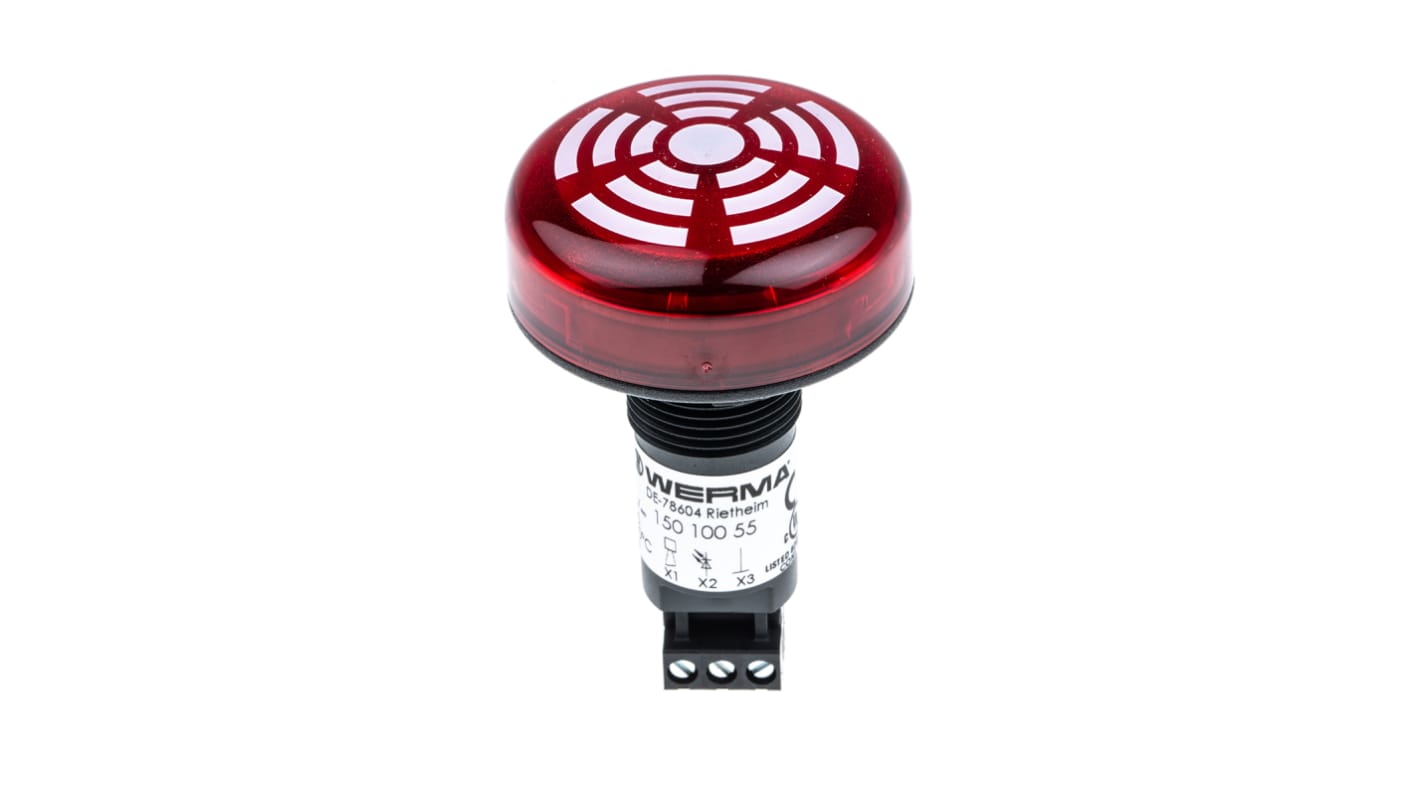 Werma 150 Series Red Buzzer Beacon, 24 V dc, IP65, Panel Mount, 80dB at 1 Metre