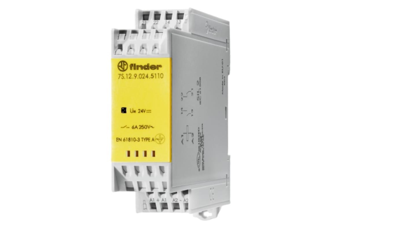Finder DIN Rail Non-Latching Relay with Guided Contacts , 12V dc Coil, 6A Switching Current, SPDT
