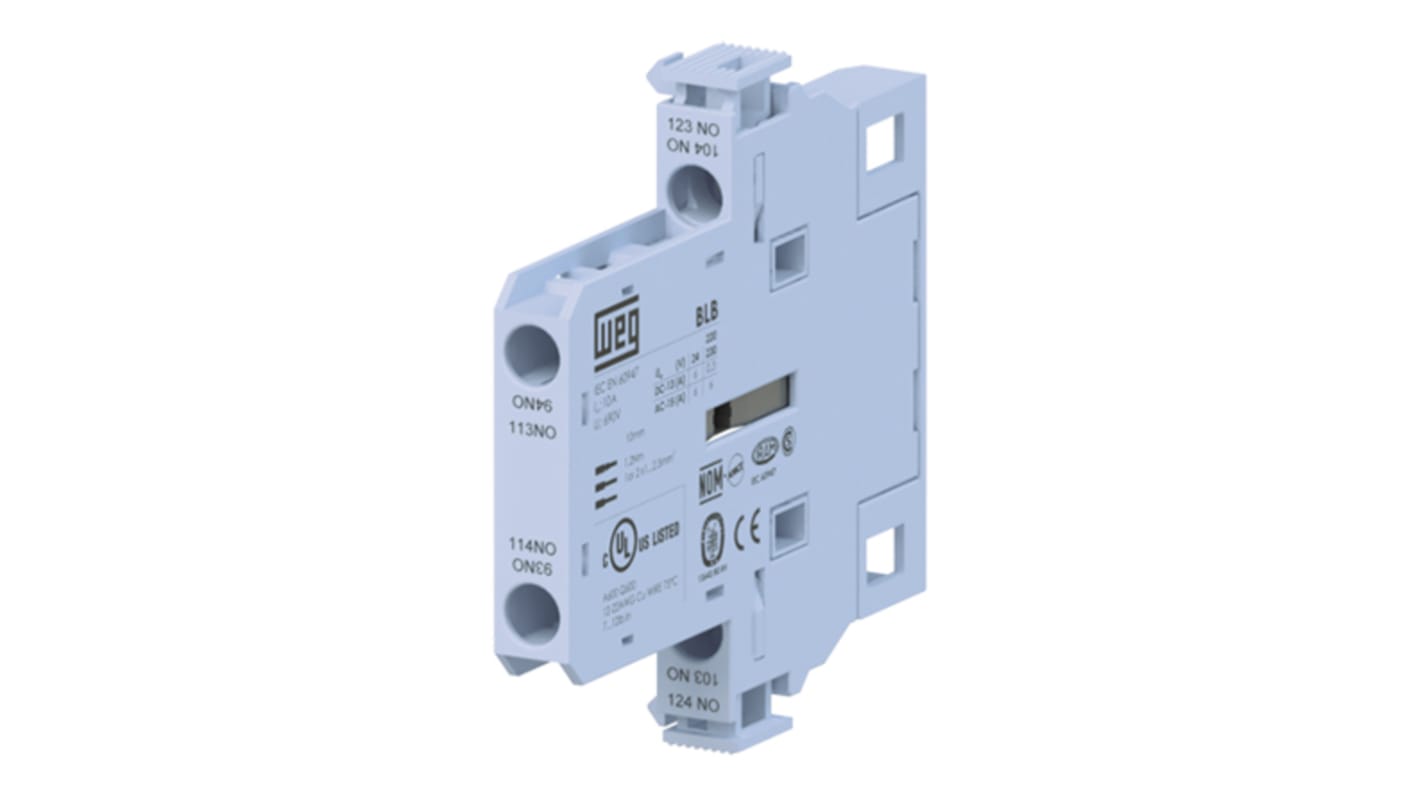 WEG Auxiliary Contact Block - 2NC, 2 Contact, Side Mount, 10 A