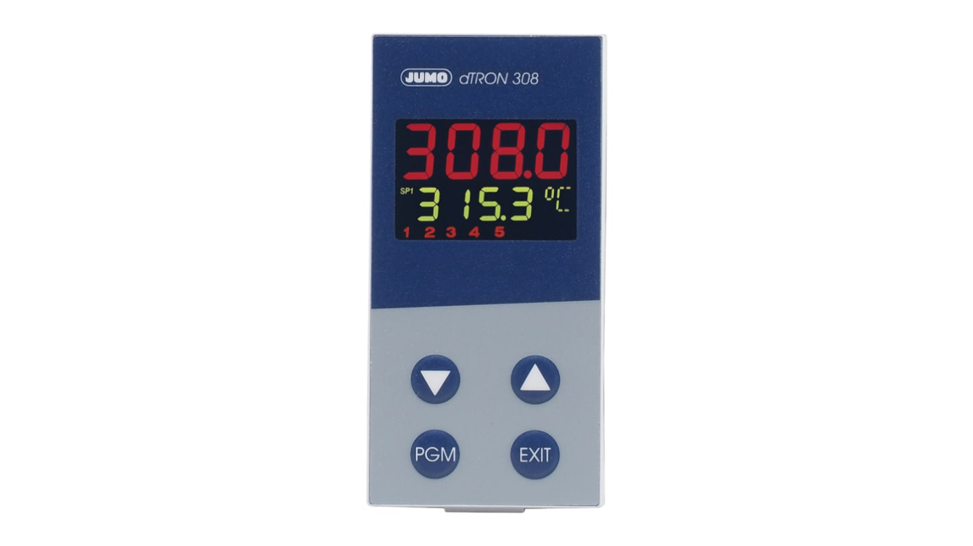 Jumo dTRON PID Temperature Controller, 96 x 48 (1/8 DIN)mm, 5 Output Analogue, 110 → 240 V ac Supply Voltage