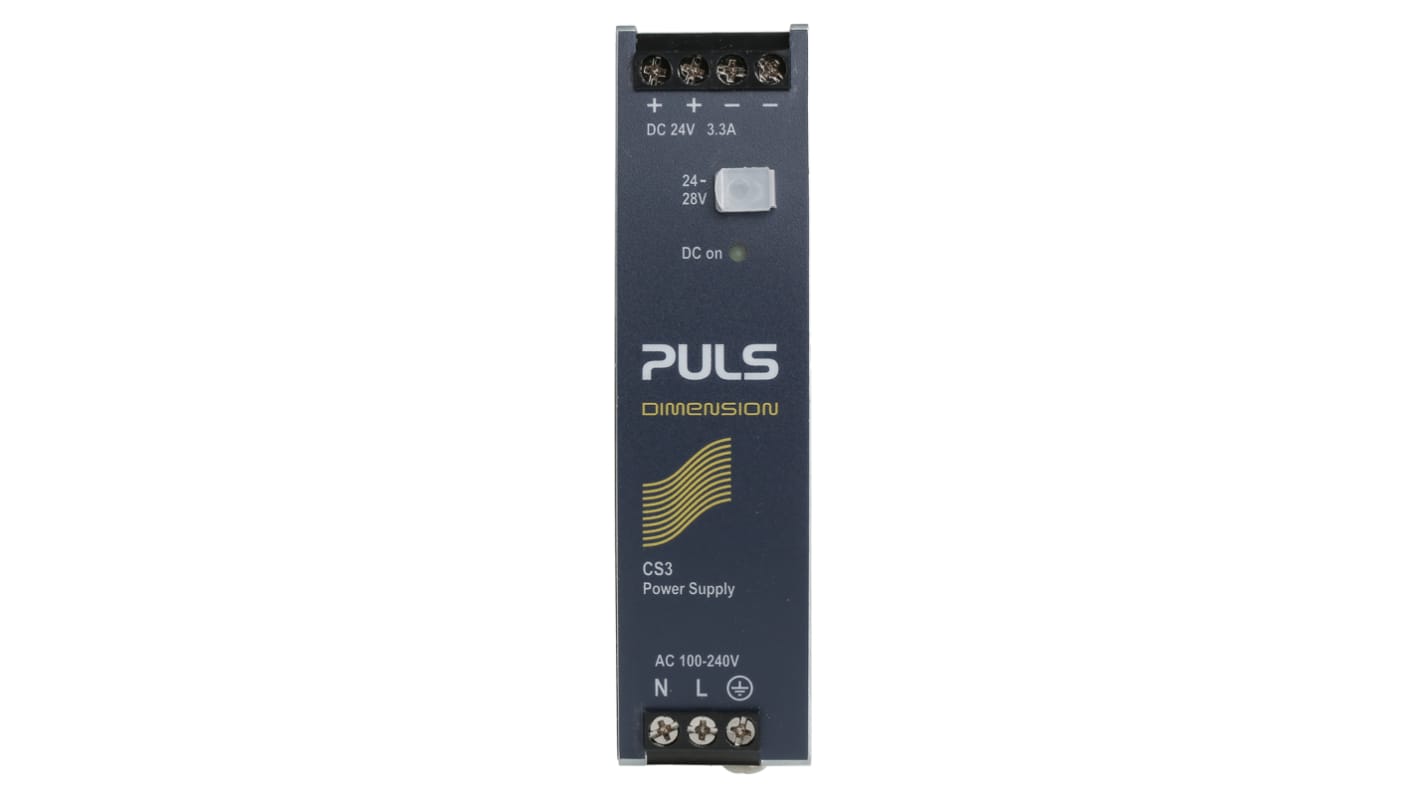 PULS DIMENSION C-Line Switch Mode DIN Rail Power Supply, 100 → 240V ac ac, dc Input, 24V dc dc Output, 3.3A