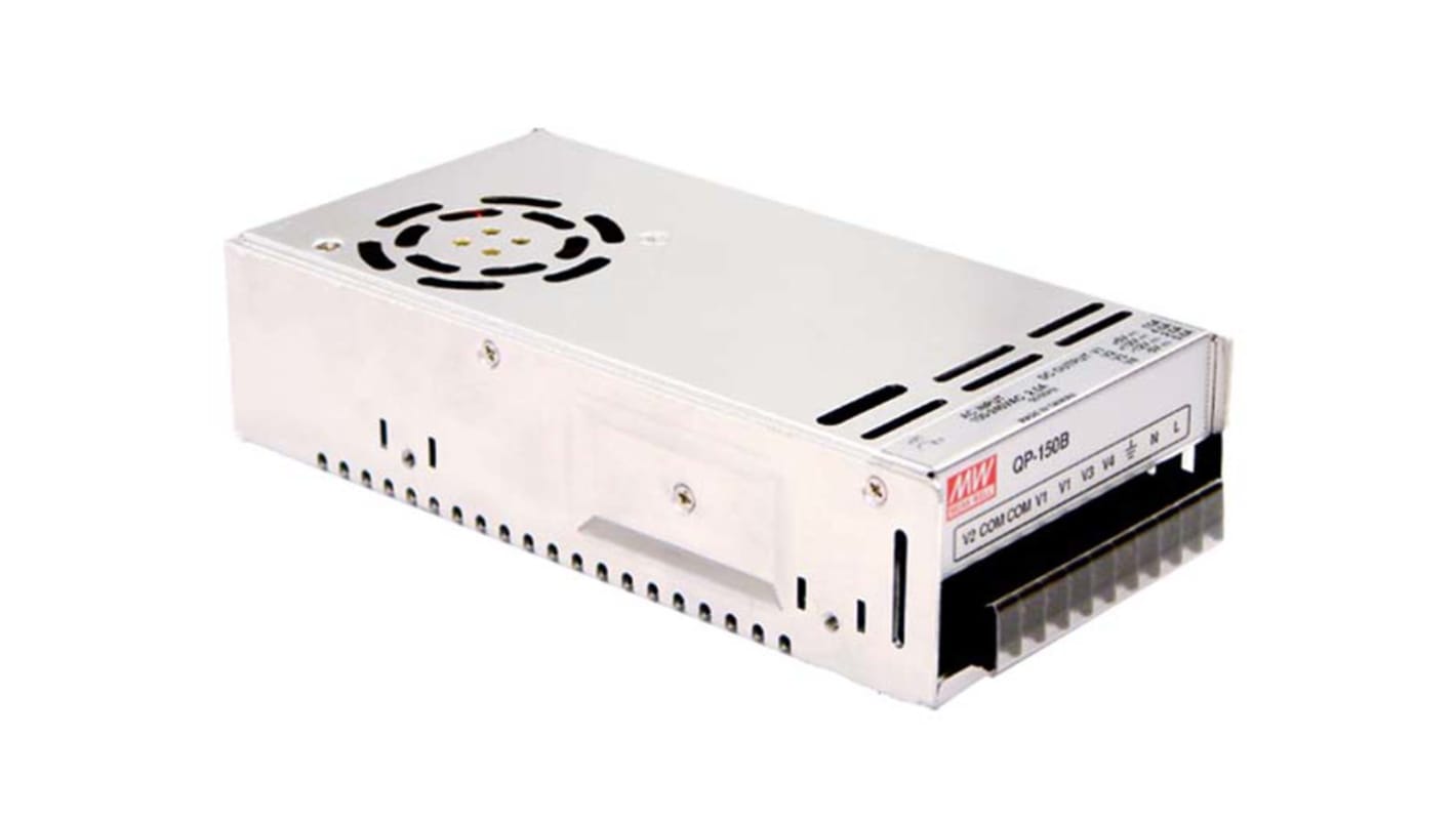 Mean Well Switching Power Supply, ±5 V dc, ±12 V dc, 2 A, 4 A, 15 A, 600 mA, 150W, Quad Output 127 → 370 V dc,