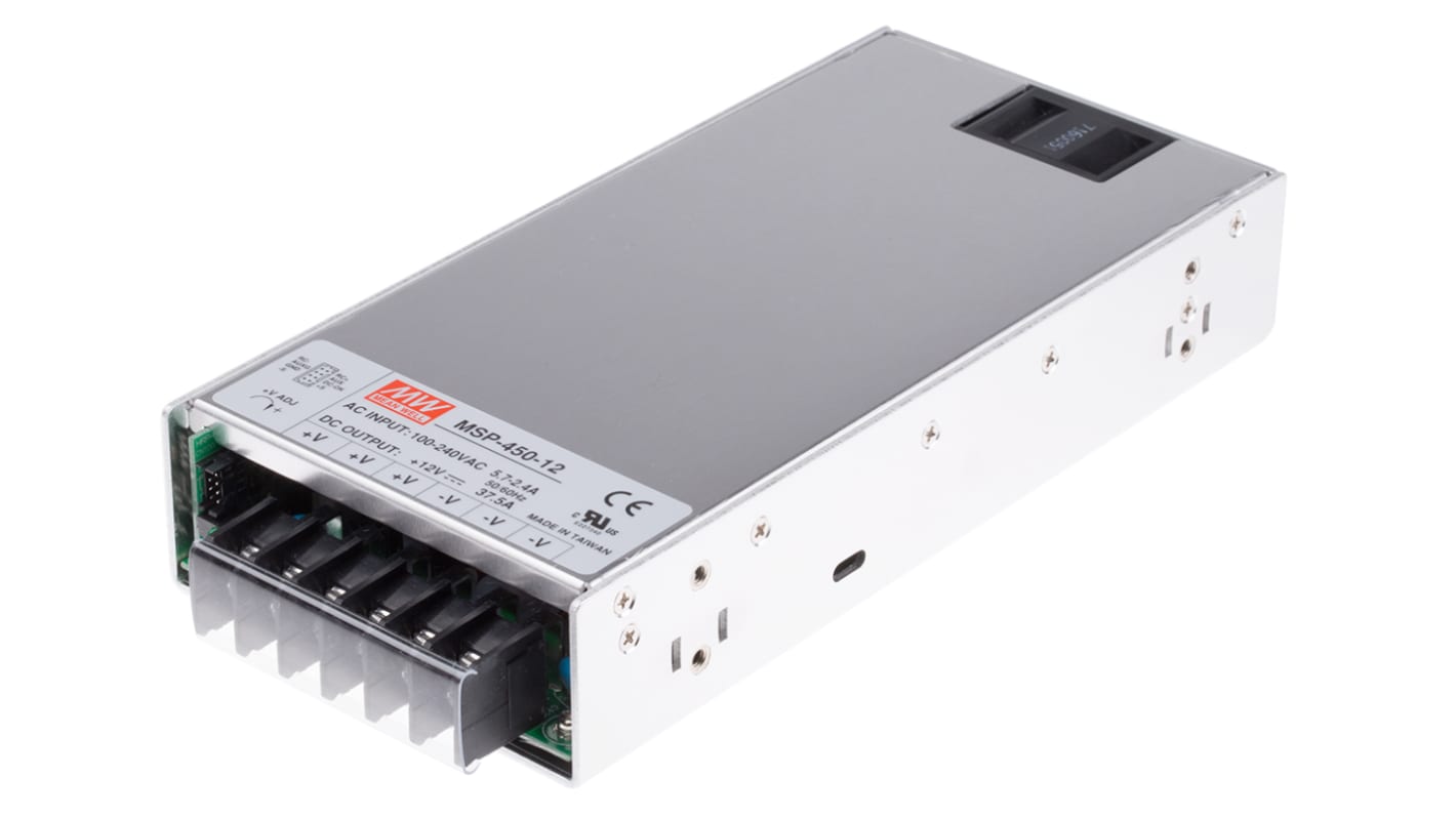 Mean Well Switching Power Supply, 12V dc, 37.5A, 450W, 1 Output 120 → 370 V dc, 85 → 264 V ac Input
