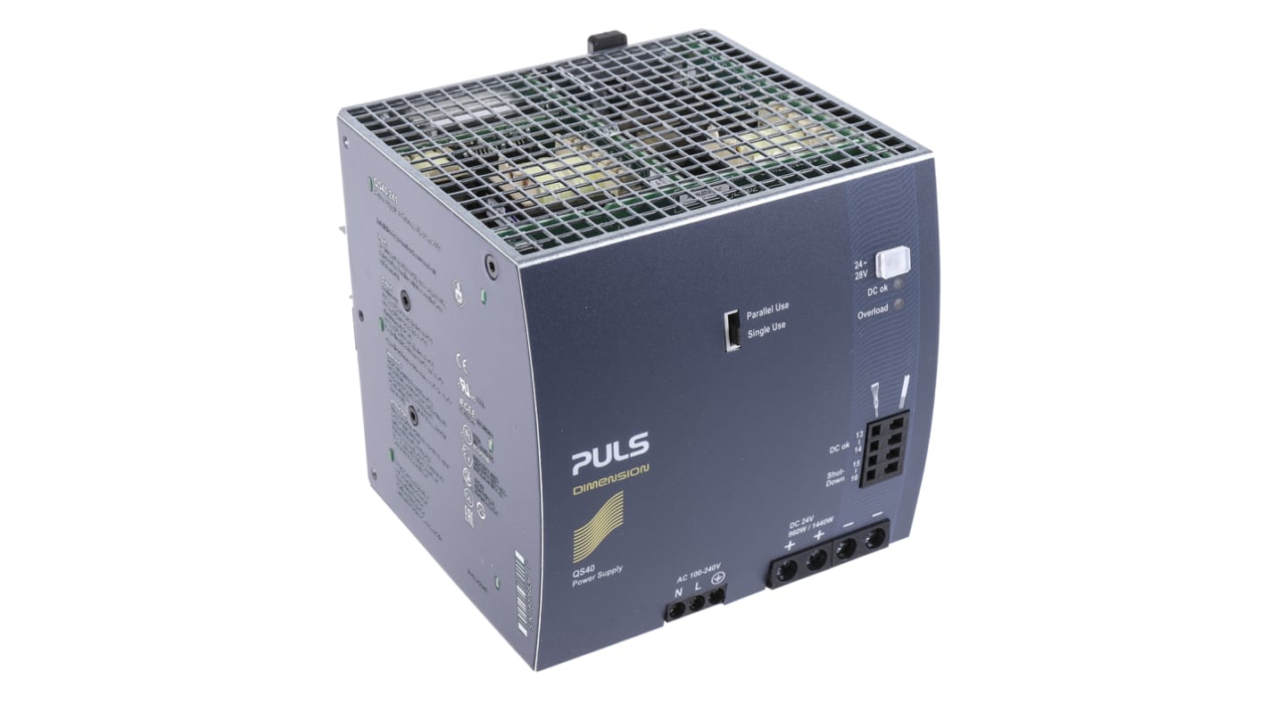 PULS DIMENSION Q Switch Mode DIN Rail Power Supply, 100 → 240V ac ac Input, 24V dc dc Output, 40A Output, 960W