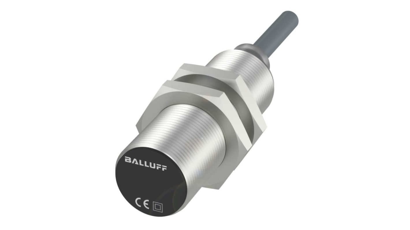 BALLUFF BES Series Inductive Barrel-Style Inductive Proximity Sensor, M18 x 1, 8mm Detection, PNP Output, 10 →