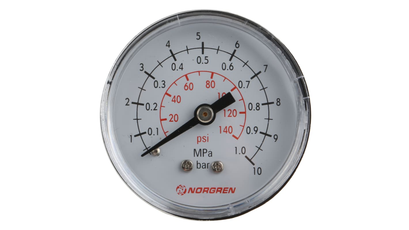 IMI Norgren R 1/8 Dial Pressure Gauge 10bar, 18-013-013, 0bar min.