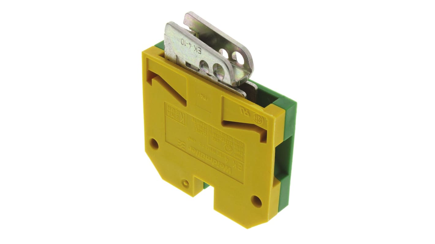 Weidmuller 2-Way EK 4 Earth Terminal Block, 26 → 10 AWG Wire, Screw Down, Nylon Housing, ATEX