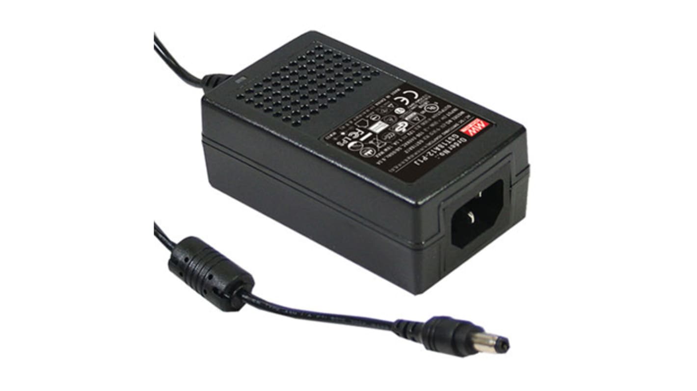 Mean Well 15W Power Brick AC/DC Adapter 7.5V dc Output, 0 → 2A Output
