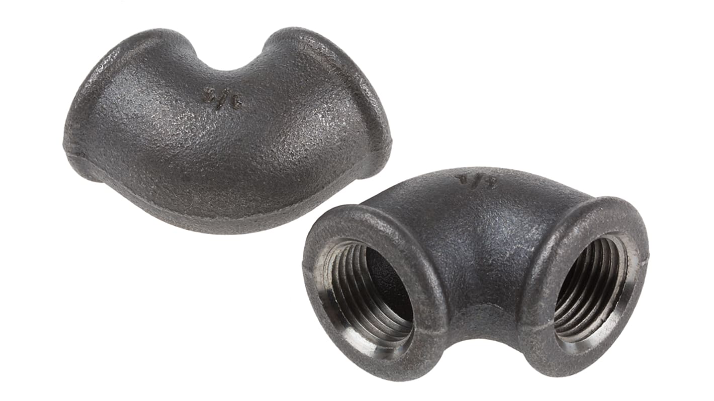 Georg Fischer Black Malleable Iron Fitting, 90° Elbow, Female BSPP 1/2in to Female BSPP 1/2in