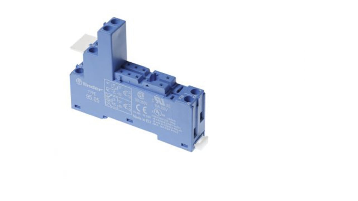 Finder 95 Relay Socket for use with 40/41/43 Series Relays 8 Pin, DIN Rail, 250V ac