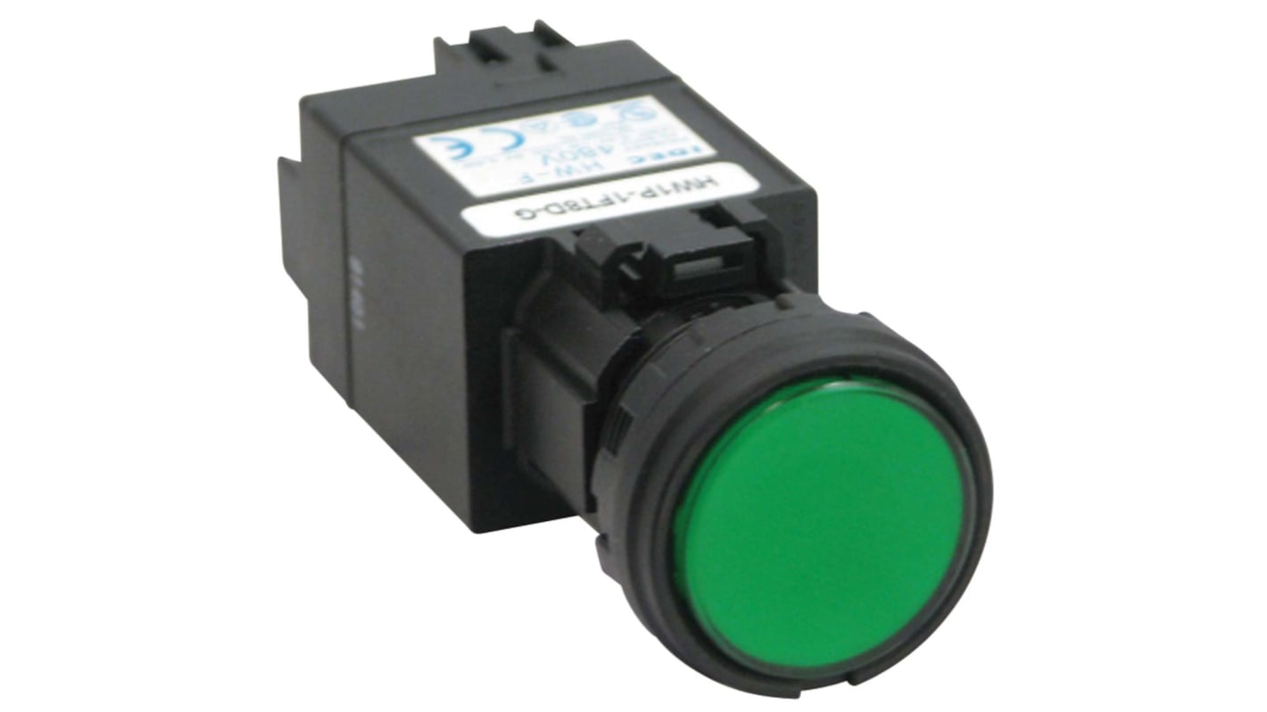 Idec Green Panel Mount Indicator, 480V ac, 24.1 x 22.3mm Mounting Hole Size
