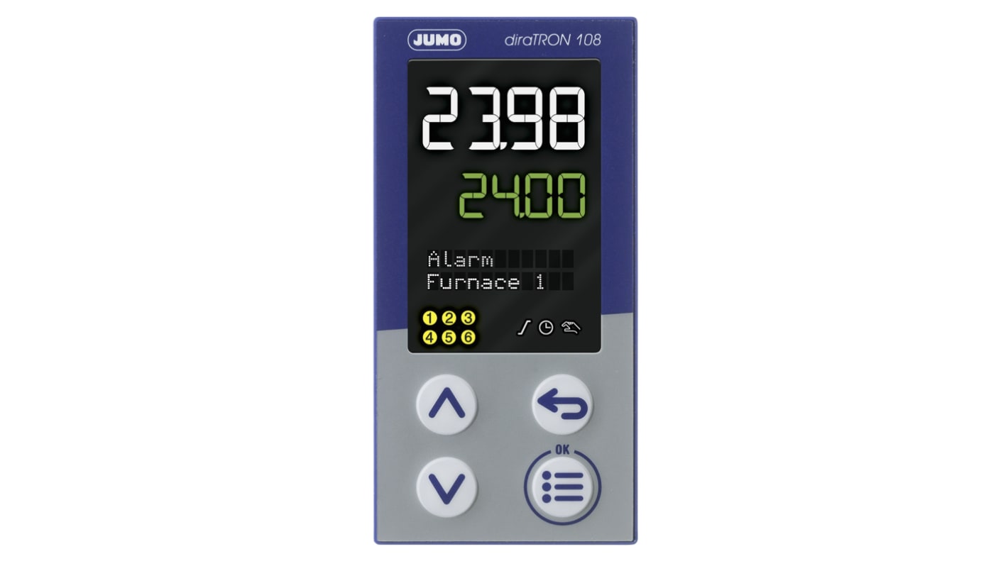 Jumo diraTRON Panel Mount PID Temperature Controller, 48 x 96mm 3 Input, 3 Output 2 Relay, 1 Logic, 20 → 30 V