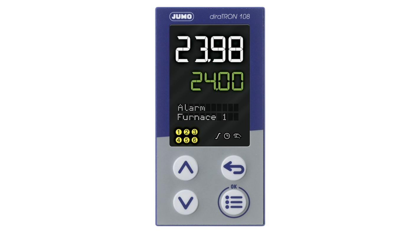 Jumo diraTRON Panel Mount PID Temperature Controller, 48 x 96mm 3 Input, 3 Output 2 Relay, 1 Logic, 20 → 30 V