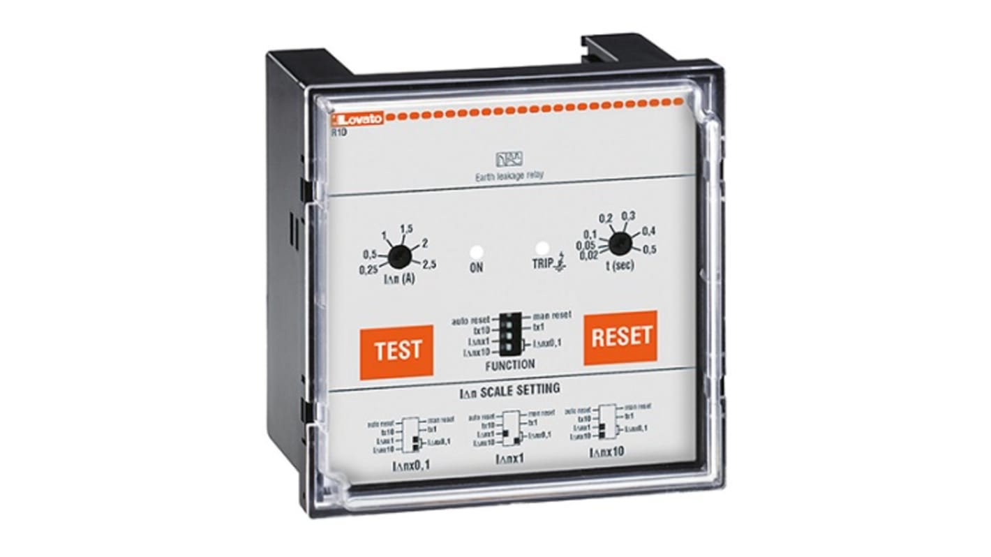 Lovato Earth Leakage Relay, 50 Hz, 60 Hz Frequency, 0.025 → 25A Leakage, 1 Output