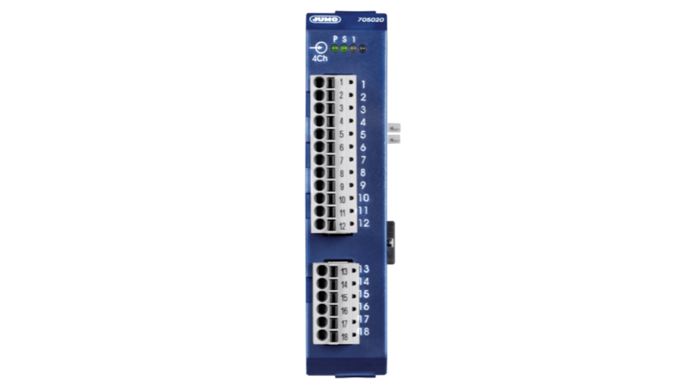 Jumo Analog Input Module for use with RTD temperature, Thermocouples, 0.88 x 4.07 x 3.99 in, Analog/digital, Digital,