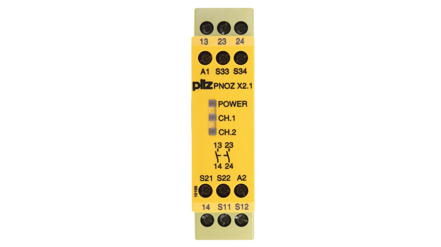 Pilz PNOZ X2.1 Series Dual-Channel Safety Switch/Interlock Safety Relay, 24V ac/dc, 2 Safety Contact(s)