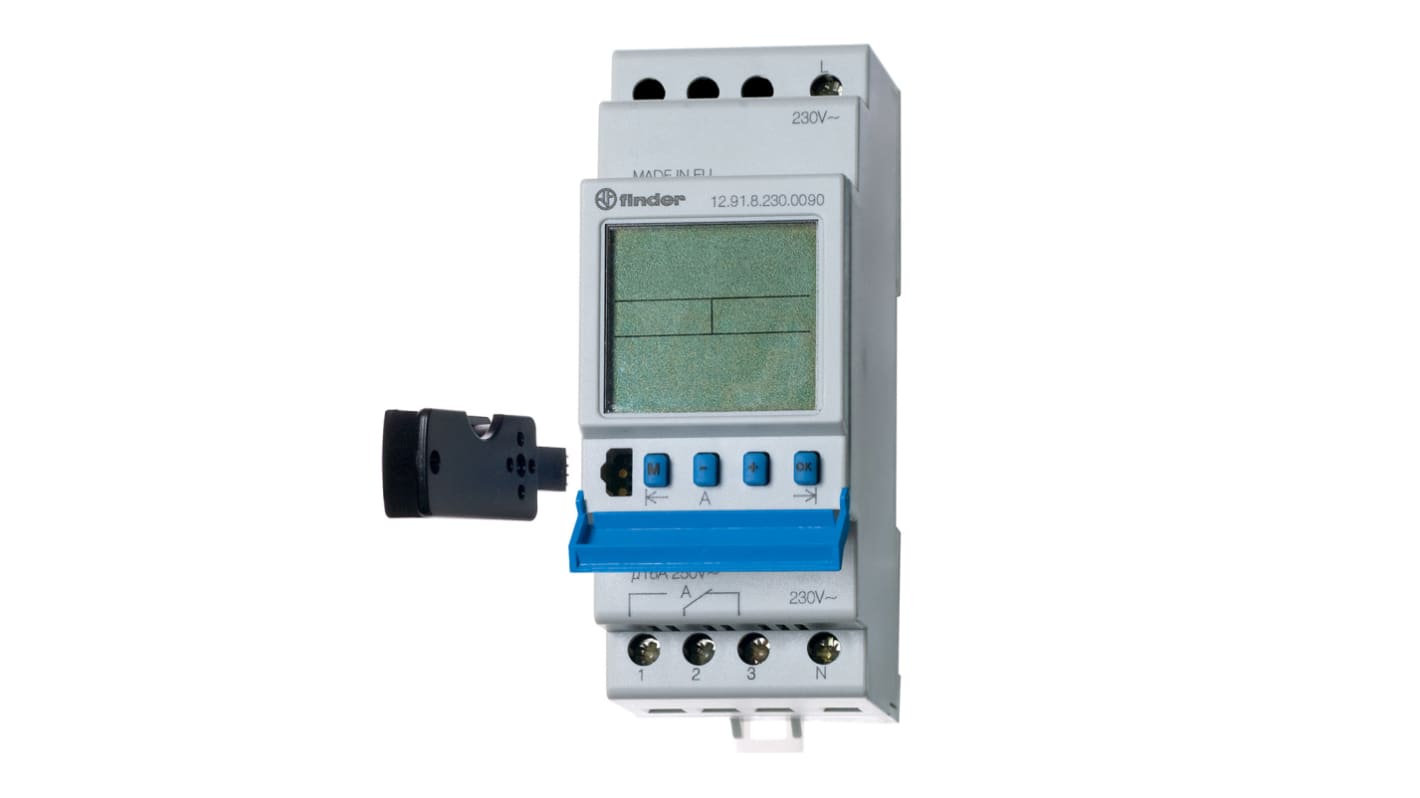 Finder Digital DIN Rail Time Switch 230 V ac, 2-Channel