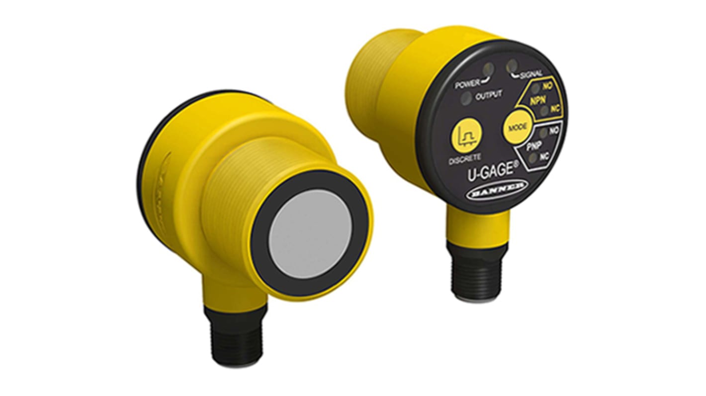 Banner Ultrasonic Block-Style Proximity Sensor, M30 x 1.5, 100 → 1000 mm Detection, PNP & NPN Output, 10