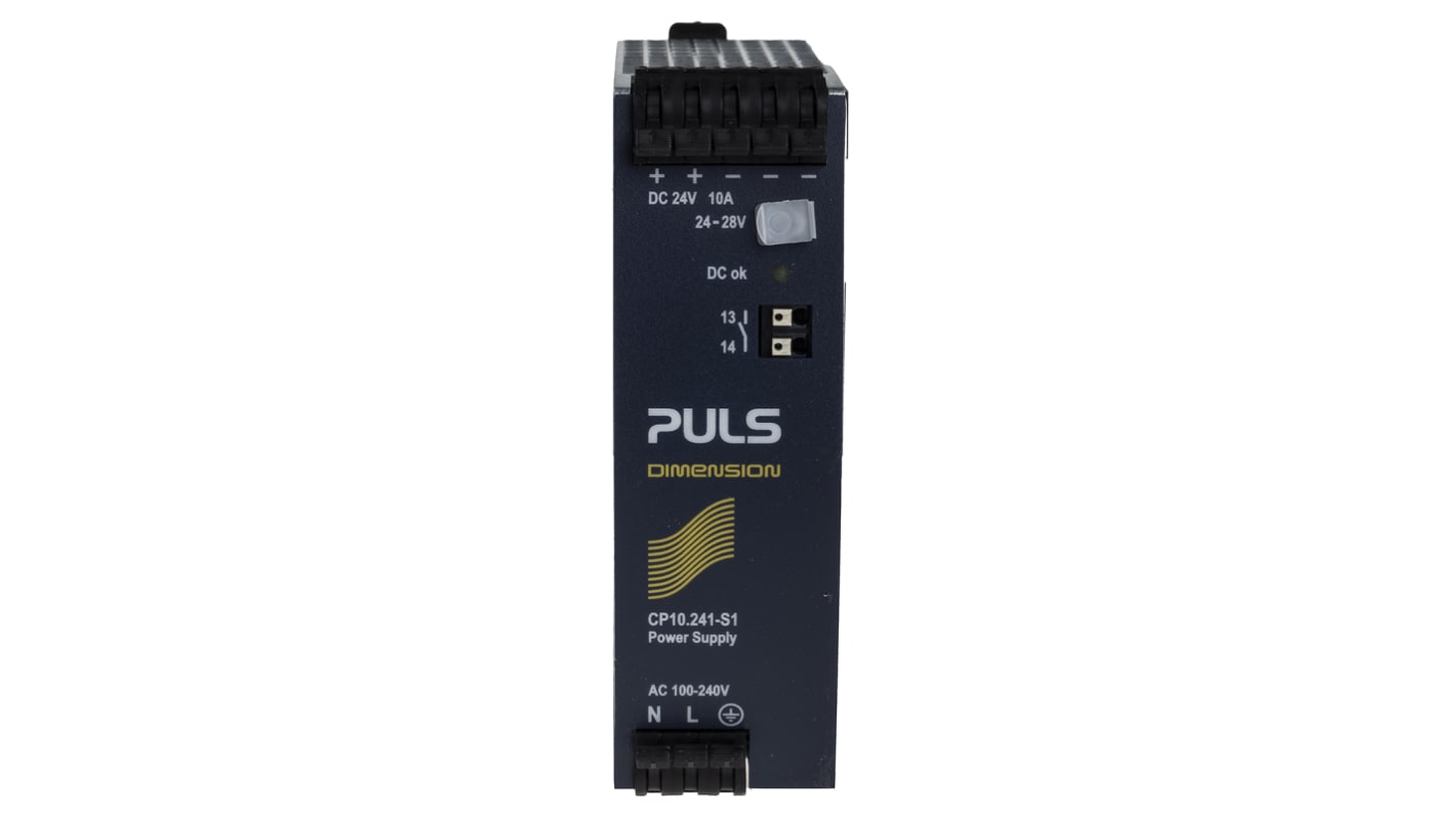 PULS CP DIN Rail Power Supply, 100 → 240V ac ac, dc Input, 24V dc dc Output, 10A Output, 240W