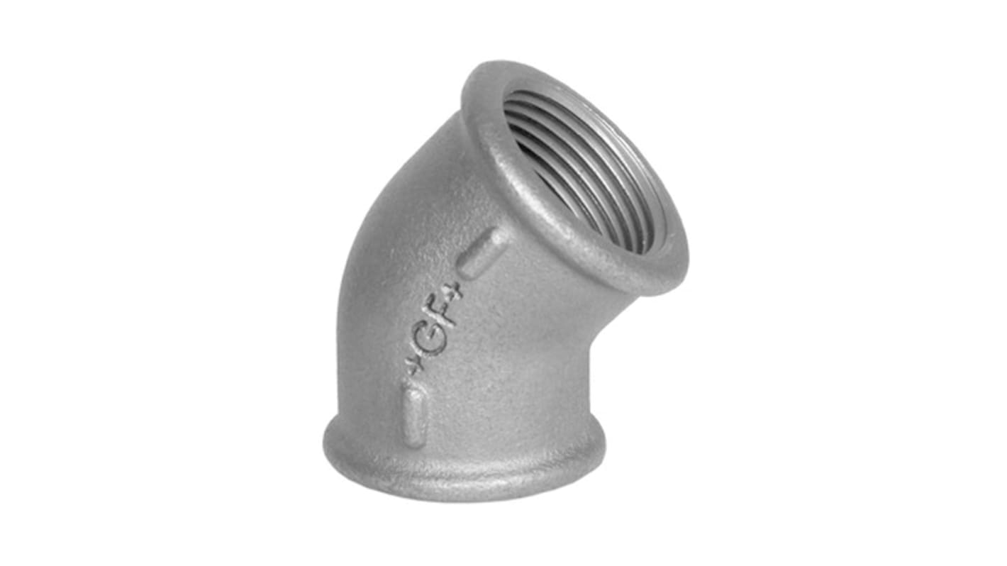 Georg Fischer Black Oxide Malleable Iron Fitting, 45° Elbow, Female BSPP 1/2in to Female BSPP 1/2in