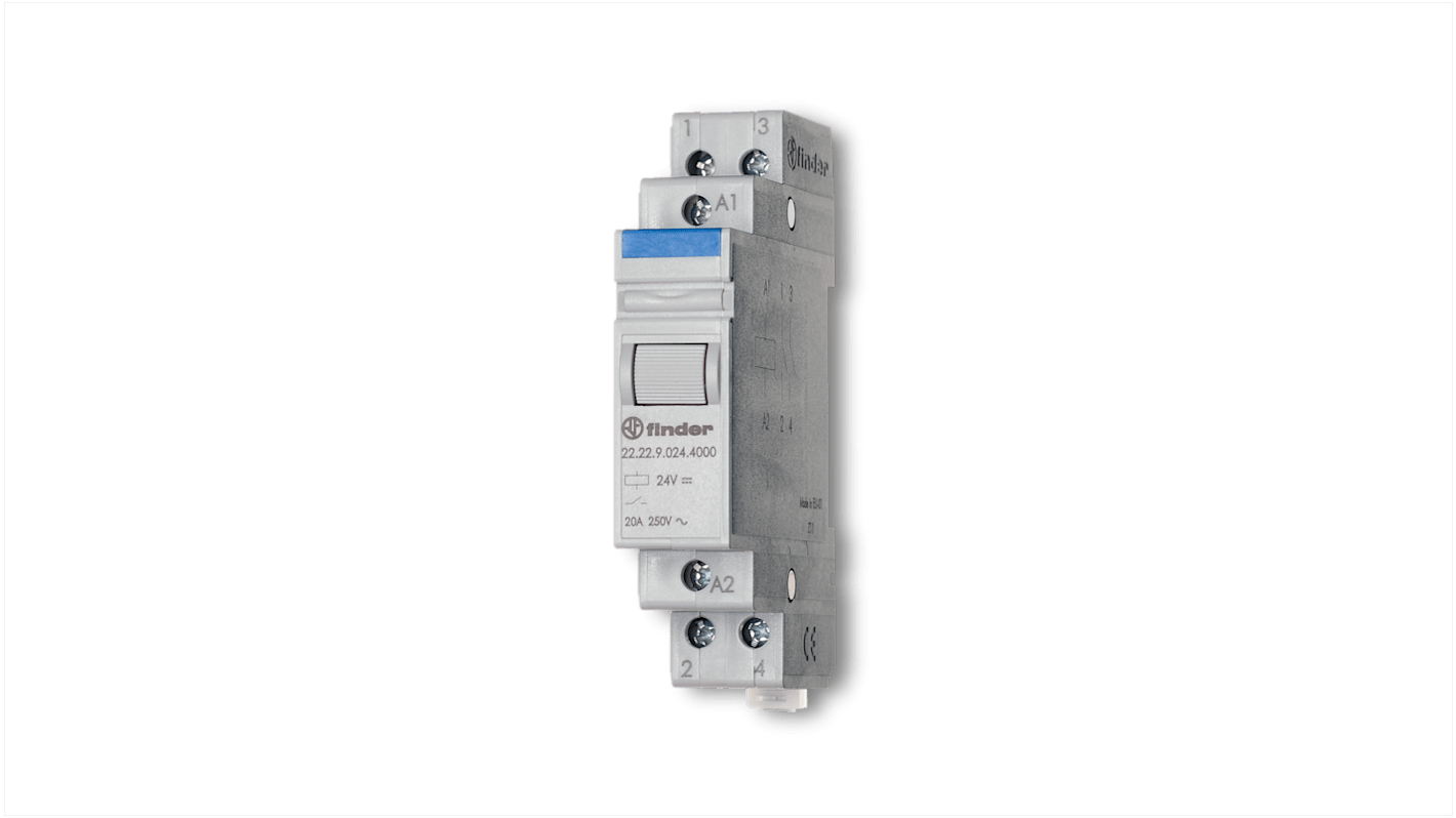 Finder DIN Rail Monostable Relay, 240V ac Coil, 20A Switching Current, DPST-2NO