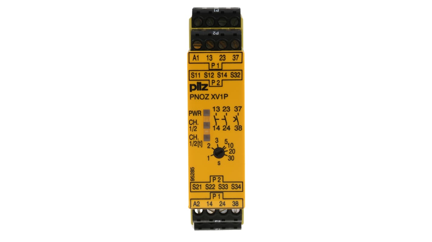 Pilz PNOZ XV1P Series Single/Dual-Channel Safety Switch/Interlock Safety Relay, 24V dc, 2 Safety Contact(s)