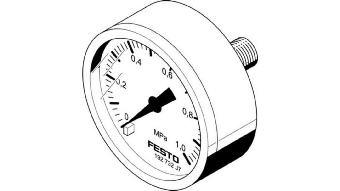 Festo Dial Pressure Gauge 10bar, MA-40-1-G1/8-MPA, 0bar min., 192732