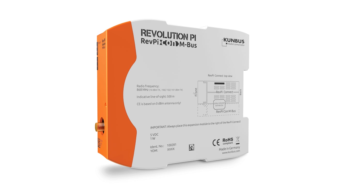 Kunbus PLC Expansion Module for use with RevPi Connect(+), 110.5 x 22.5 x 96 mm, REVOLUTION PI