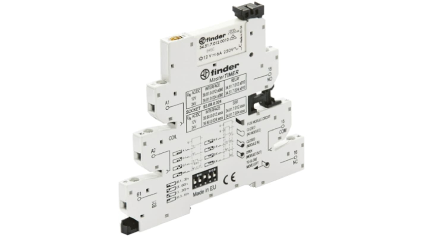 Finder  DIN Rail Mount Interface Relay, 12V ac/dc Coil, SPDT