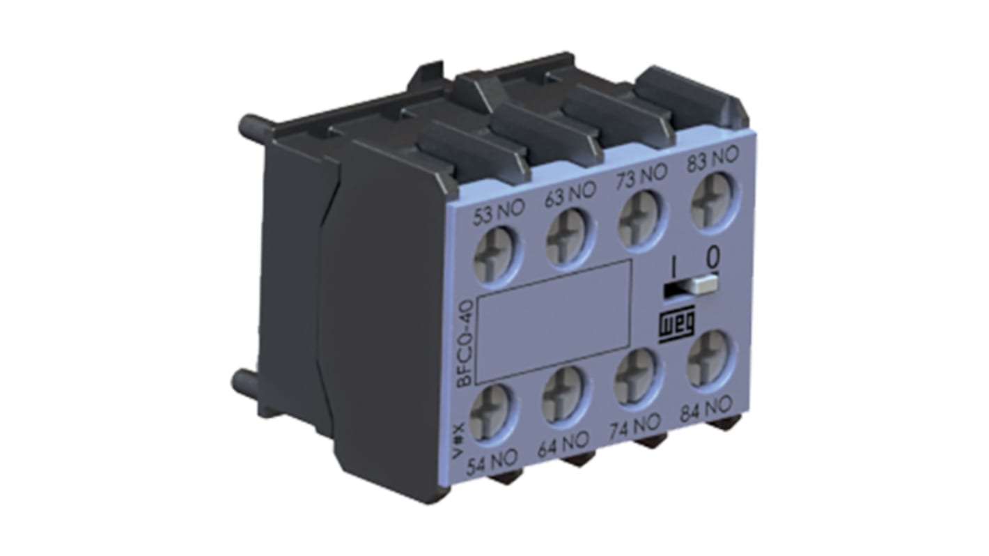 WEG Auxiliary Contact Block - 2NC + 2NO, 4 Contact, Front Mount, 10 A