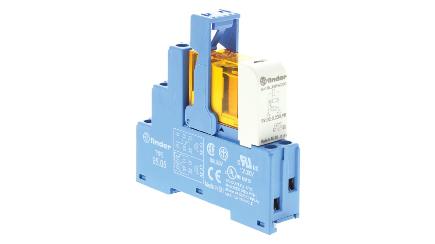 Finder  DIN Rail Mount Interface Relay, 110V ac Coil, DPDT